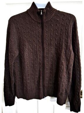 Neiman Marcus Cloud Cashmere Men's XL Full Zip Cable Knit Long Sleeve Sweater
